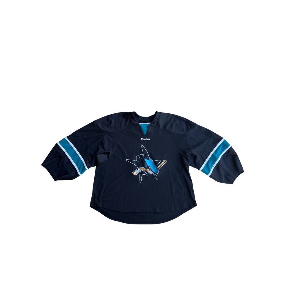 Reebok San Jose Sharks NHL Goalie Style Jersey Black Teal Mens Size XL/XXL Fair